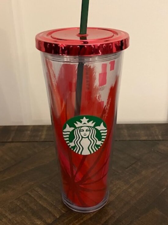 Starbucks Other - 2014 Starbucks Holiday Splash Swirl Christmas Red Pink Clear Venti Tumbler 24oz